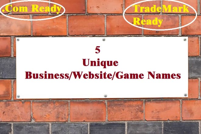 I will suggest 5 company names, business names, dot com URLs, website names,