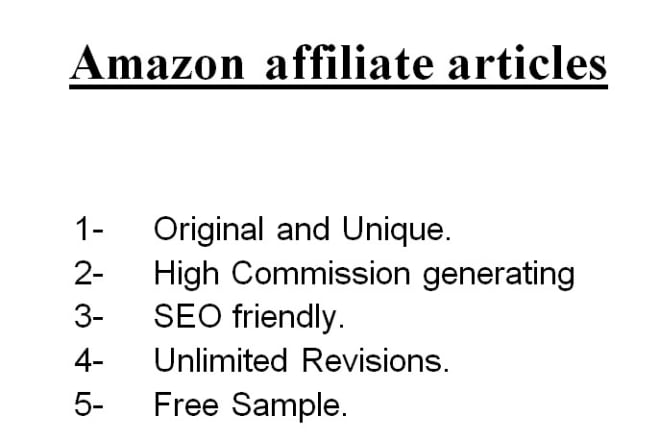 I will write amazon affiliate articles, tech blogs