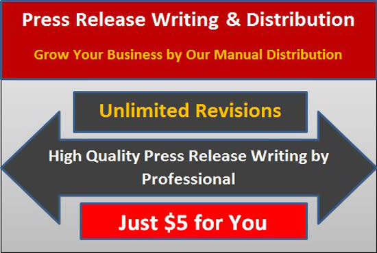 I will write and distribute your press release to 25 sites