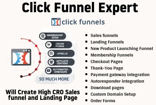 I will be your click funnel expert to create high cro sales funnel