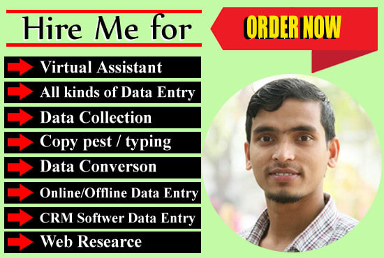 I will be your virtual assistant for data entry, web research and copy pest