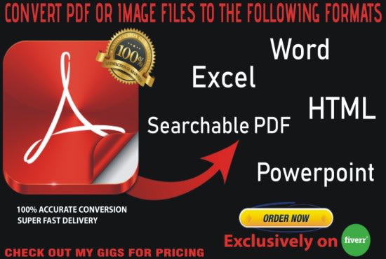 I will convert ocr, pdf, jpeg, word or excel