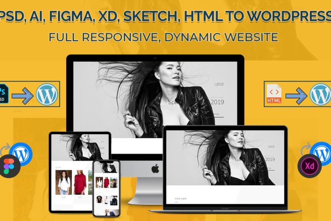 I will convert PSD, ai, figma, xd, sketch, HTML to wordpress website using elementor