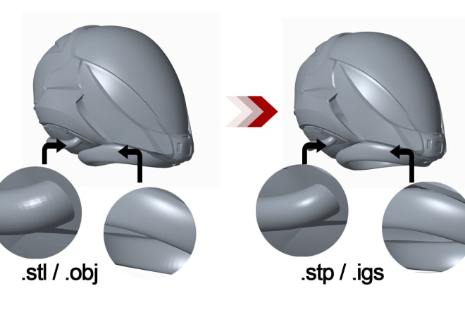 I will convert scanned files, stl, obj to step, iges,parasolid