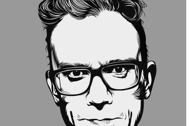 I will create a detailed vector art portrait black and white