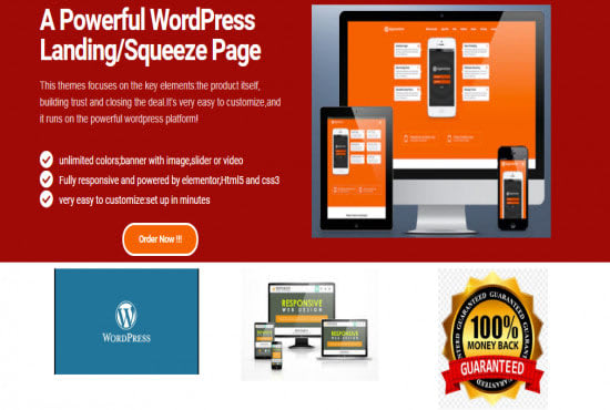 I will create a responsive wordpress landing page with elementor pro in 3 hours