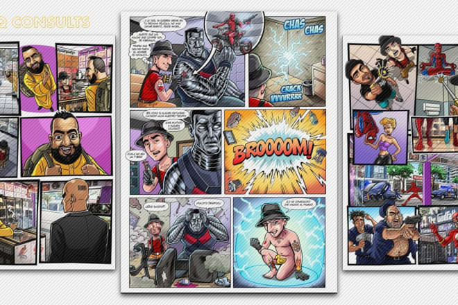 I will create custom comic book,cartoon characters,illustration,caricature,book stories