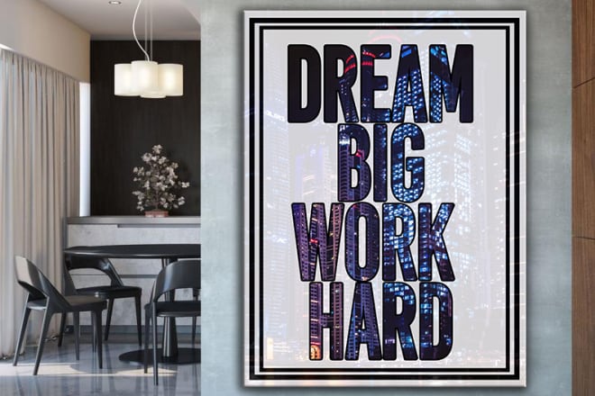 I will create modern canvas wall art and mockup of motivational quote designs