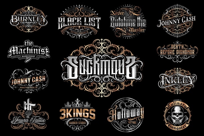 I will custom lettering for logo, studio tattoo, barbershop, etc