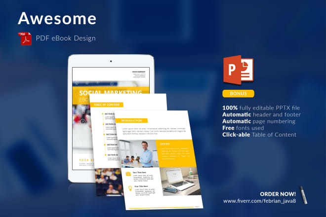 I will design an awesome PDF ebook bonus free editable file