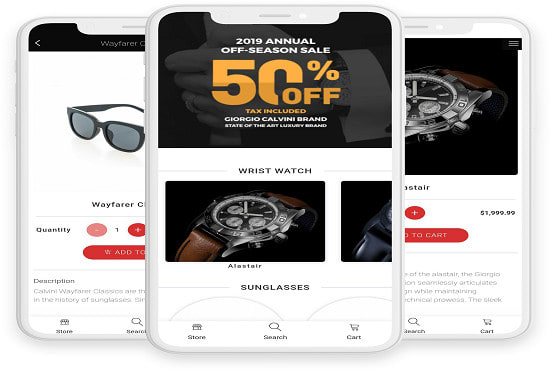 I will design ecommercce mobile app, shopify app, woocommerce app development for store