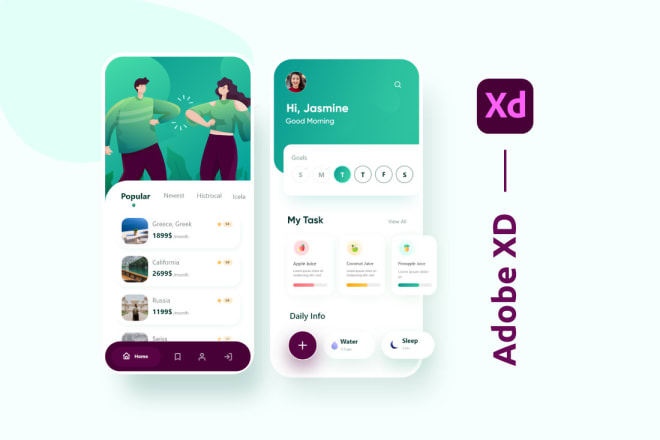 I will design mobile app UI in adobe xd