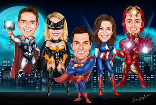 I will design premium mascot superhero cartoon caricature