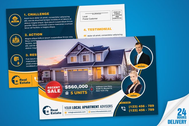 I will design real estate postcard, direct mail eddm, flyer in 24hrs