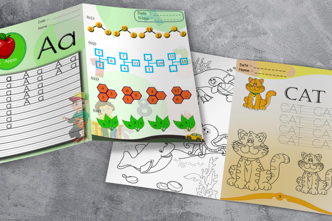 I will design the coloring,activity books and worksheets for kids