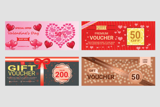 I will design urgent loyalty card, gift card, coupon, gift voucher
