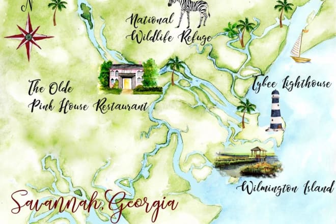 I will design watercolor wedding map