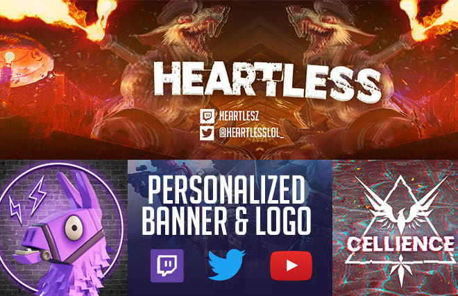 I will design youtube, twitter, twitch banner and logo