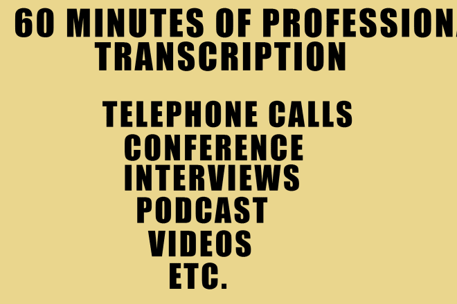 I will do 60 minutes transcription of audio or video to text