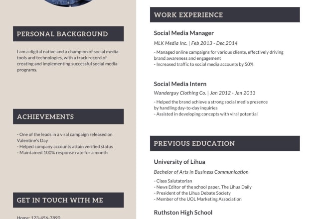 I will do a beautiful eye catching resume