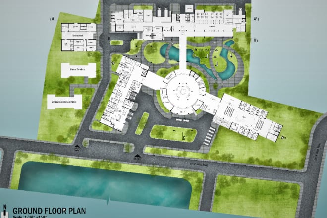 I will do architectural site plan and landscape,elevation,section,design 2d and 3d