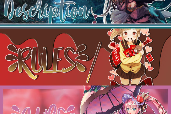 I will do banners and icons for your discord, twitter, youtube