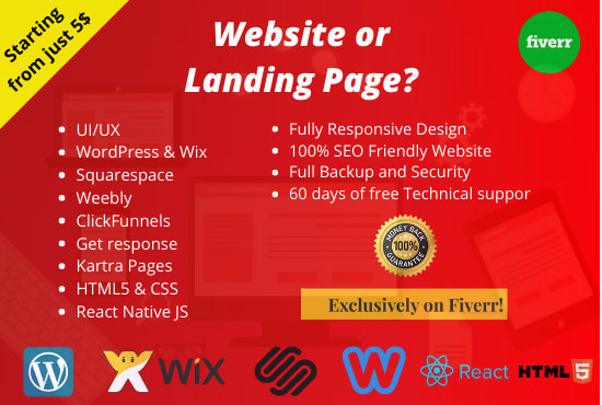 I will do design and build a professional website or landing page