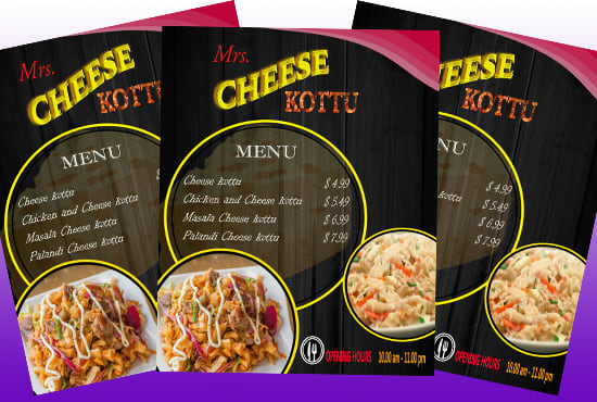 I will do low cost menu design