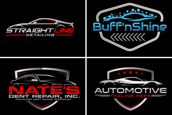 I will do modern auto detailing and car wash logo design