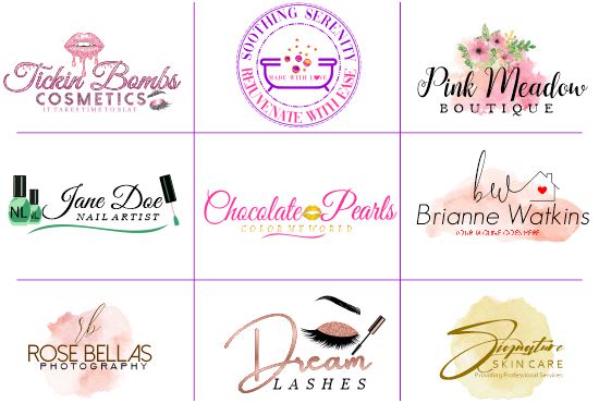 I will do watercolor feminine logo for lip gloss, hair, nail salon and jewellery shop