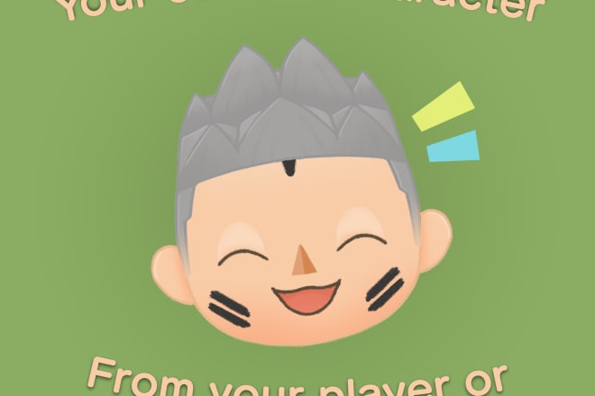 I will draw a custom character in animal crossing style