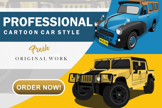 I will draw a professional cartoon car style illustration