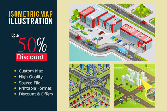 I will draw a vector or isometric map illustration
