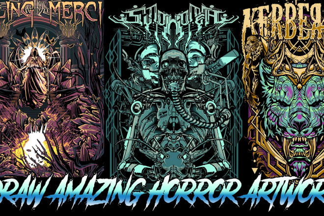 I will draw amazing dark horror tshirt design for you