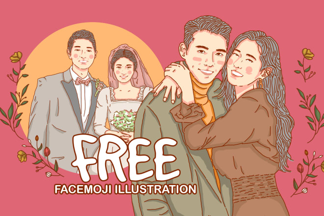 I will draw cute couple, wedding line art portrait illustrations
