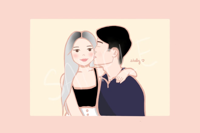 I will draw digital couple portraits