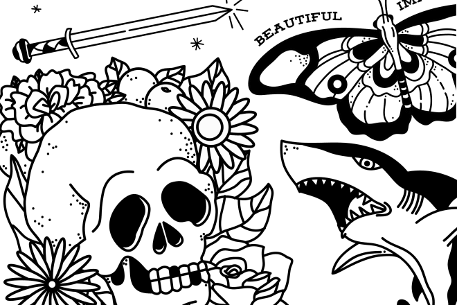 I will draw old school tattoo styled illustrations