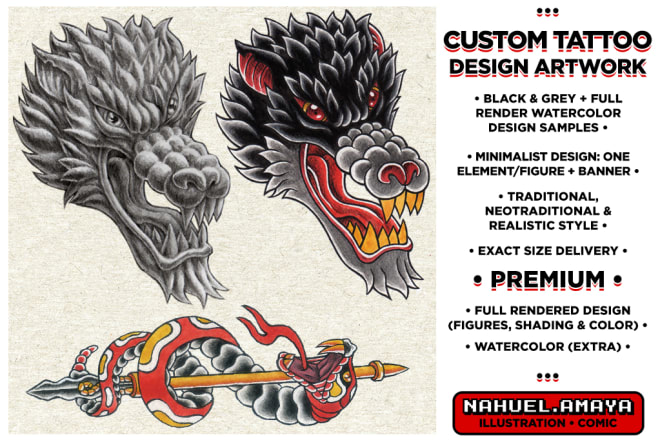 I will draw your custom tattoo design