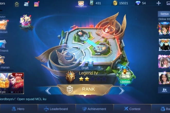I will help you rank up mobile legend to mythic