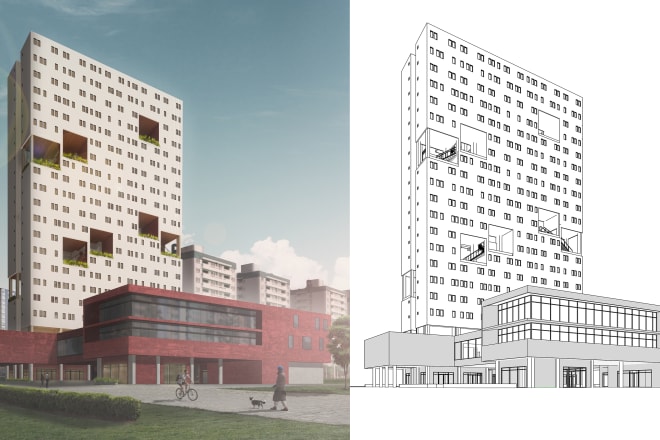 I will improve your architecture drawings with photoshop