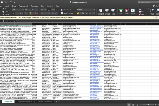 I will indian college placement cell email database