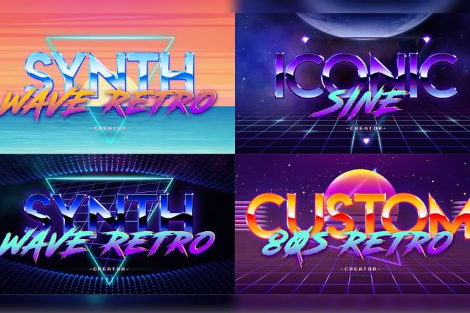 I will make 3d custom 80s style synthwave retro logo of neon effect