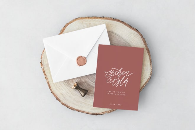 I will make a beautiful elegant lettering calligraphy wedding card