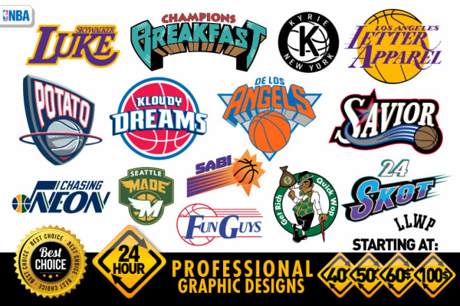 I will make a professional custom nba, mlb, NFL, nhl, ncaa, ufc logo with your name