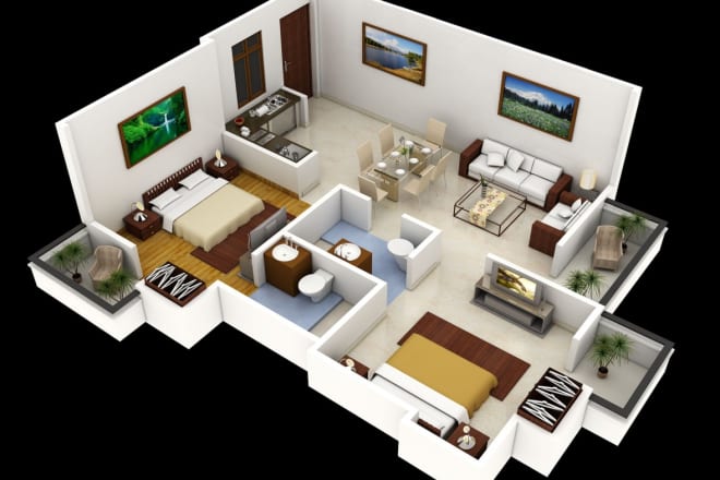 I will make isometric 3d render floor plan