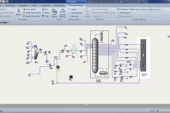 I will perform simulation and design on aspen hysys