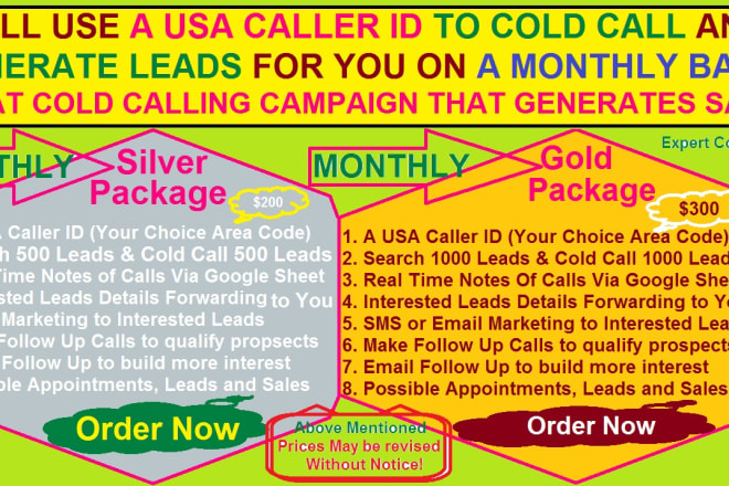 I will provide cold calling service with USA caller id every month