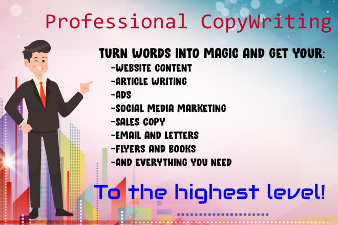 I will provide professional copywriting for your website, ads, sales,etc with great SEO