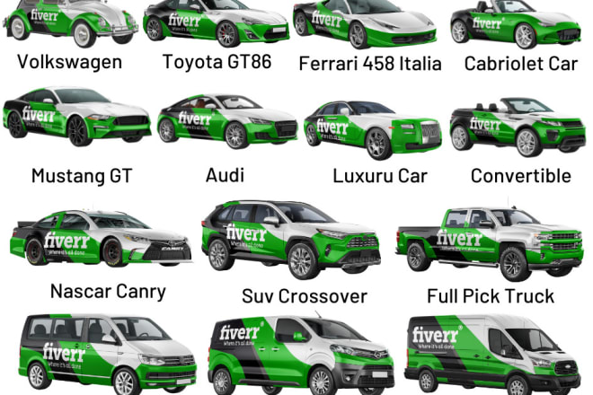 I will put your logo on 3d car, truck, bus,van or vehicle models wrap design mockup