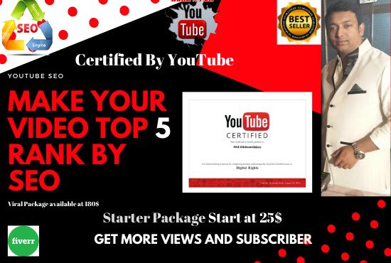 I will rank your youtube video on top 5 by excellent niche keywords